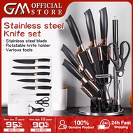 [SG Stock] Stainless Steel kitchen knife，knife set ，knife set with holder set 9 pieces