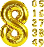 Gold Foil Number 8 Balloon 40 Inch, Helium Mylar Eight Number 8 18 28 38 48 58 88 Birthday Balloons,
