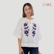 iiMK เสื้อเบลาส์ MONACO EMBROIDERY BLOUSE สีขาว WKB713