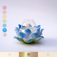 [Made In Taiwan] Handmade Porcelain Lotus Oil Lamp Set-Medium-Sky Blue (Total 7 Colors) Out Of Print