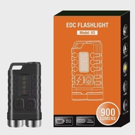 BORUiT V3 UV LED EDC Keychain Flashlight Type-C Rechargeable Work Light Torch with Magnet Waterproof