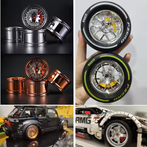Technology Silver Golden BBSs Plating Wheel Hub Compatible LEGO CADA MOC 1:10 Model Car 42096 42125 