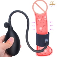 Hengt Fashion Silicone Inflatable Penis Pump Enlarger Cock Ring Extension Head Massager Sex Toys For Men Cock Rings Chastity Belt