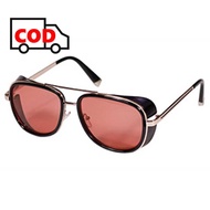 Kacamata Pria Model Bulat Outdoor Anti Silau Panas Sinar UV Matahari Klasik Frame Stylish Desain Trendy Sunglasses Hangout