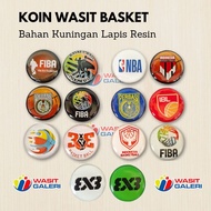 TOS BASKET COIN / PERBASI / 3x3 / FIBA / INA / NBA (RESIN / FIBER COATED BRASS MATERIAL)