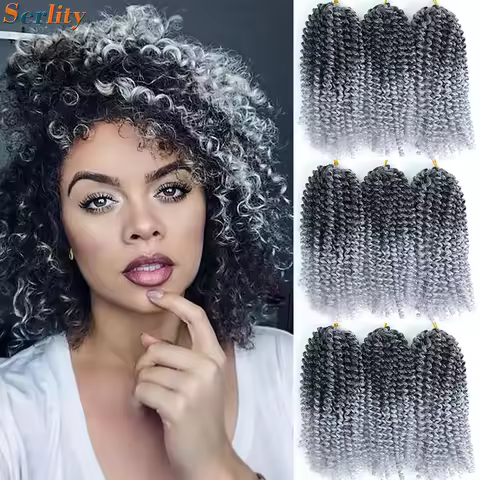 12 Inch Grey Marlybob Crochet Braids 1B 30 27 Bug 17Colors Spring Passion Twists Crochet Hair Kinky 