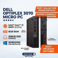 Dell OptiPlex 3070 Micro PC i3-8100T 3.1GHz 8GB RAM 256GB SSD Windows HDMI DisplayPort Mini Office D