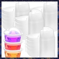 (F  Z)100 Sets 1.5 Oz Clear Heart Shaped Jello Cups with Lids, Small Condiment Containers, Dipping S