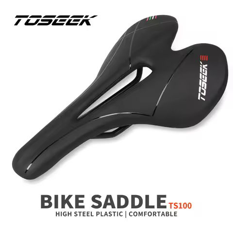TOSEEK TS100 Bike Saddle Plastic/Pvc Bicycle Saddle Breathable Leather Black Mtb Seat Bicycle part C