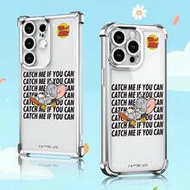 1pc "Catch Me If You Can" Four-Corner Drop-Proof Silver Mobile Phone Case,Compatible With IPhone17/1