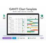 Simple Gantt Chart Google Sheets, Microsoft Excel, 7-Day Week, 5-Day Week, Business Days, Project Pl