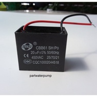 คาปาซิเตอร์ 20uF 450V. senju CAPACITOR เพื่อใช้สำหรับปั้มน้ำ มอเตอร์ พัดลมต่างๆ