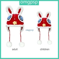 OMG Rabbit Earflap Hat Red Rabbit Hat Chinese New Year Hat Rabbit Mascot Cute Bunny Hat Rabbit Ear H