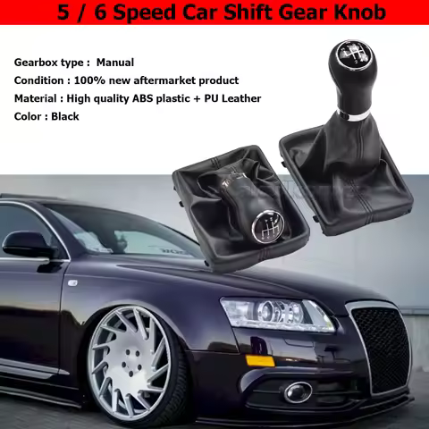 Manual 5 6 Speed Car Gear Shift Knob Shifter Lever With Leather For Audi A6 A4 S4 B8 8K A5 8T 8F Q5 