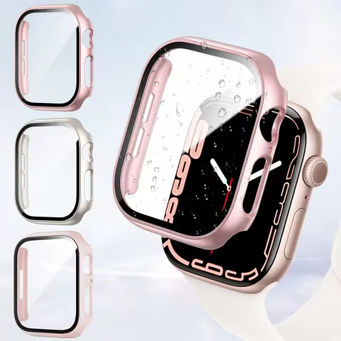 3pcs Watch Case+Glass for Apple Watch 40/41/42/44/45/46mm Scratch-resistant full-coverage protective
