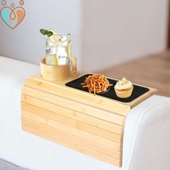Couch Cup Holder Natural Bamboo Sofa Armrest Tray Foldable Sofa Cup Holder Anti-Slip Couch Arm Cup H