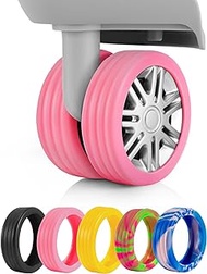 Pack of 8 Luggage Suitcase Wheels Covers, Luggage Wheel Protectors, Carry On Luggage Wheel Covers, Reduce Wheel Rolling Noise, Fits Most 8 Swivel Wheel Luggage Sets, Pink