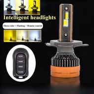H11 Tricolor Remote Control LED Headlights H4 H1 H7 H11 HB3 9005 HB4 9006 6500K 4300K 3000K for Car 