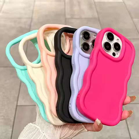 Cute Candy Wavy Silicone Case For Iphone 16 11 12 13 14 15 Pro Max 7 8 Plus Iphone16 16pro 16plus X