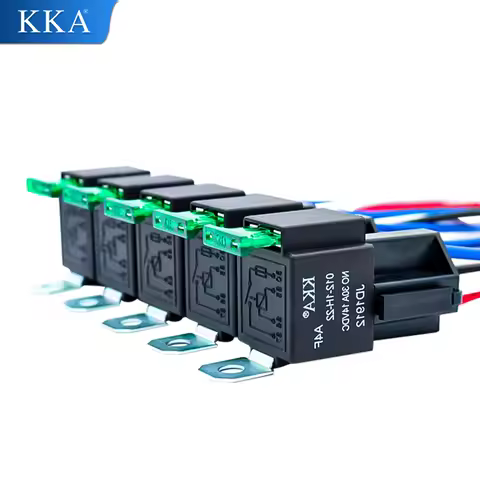 KKA-A4F 30A Automotive Fuse Relay 12V/24V 4pin/5pin and Wire Harness Kit, Car Relay with Metal Brack