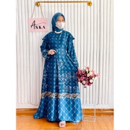 ASKA.ID - CLASSY FLOWERS DRESS GAMIS SATIN SILK