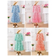 ML050 Jubah Kids Dress 4Y-14Y Kanak-kanak Perempuan Bunga Skirt Panjang Floral Printed A-Line Maxi D