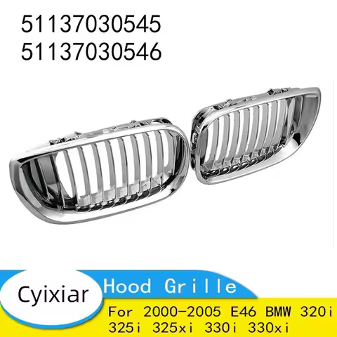 For 2000-2005 E46 BMW 320i 325i 325xi 330i 330xi Front Hood Grille 51137030545 51137030546