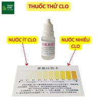 Chlorine test solution, checks swimming pool water chlorine, domestic water chlorine