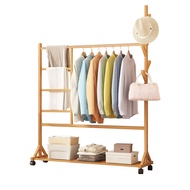 ราวผ้าในห้อง ราวไม้แขวนผ้า ราวแขวนเสือผ้า ราวแขวนผ้าไม้ 🌿ราวแขวนผ้า ราวตากผ้าไม้ ล้อลากหมุนได้ 360 อ