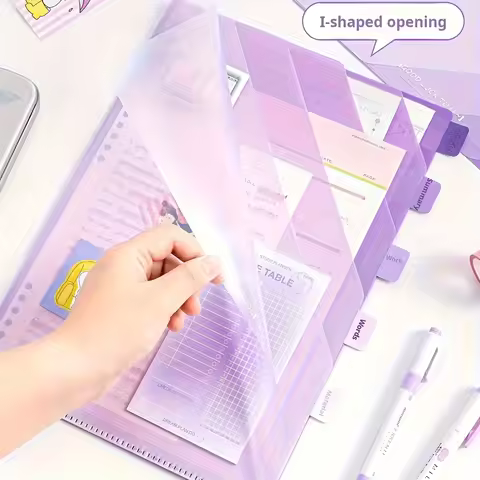 Gradient Multi-Layer Folder A4 Subject Classification Test Paper Folder Transparent L-Shaped Folder