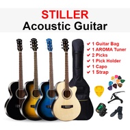 STILLER (DM-40C) 40 Inch Acoustic Guitar Linden Wood Top Side & Back Cutaway Gitar Akustik Murah 吉他
