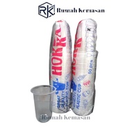 [50PCS] Hoka-ku 16 oz Oval Plastic Cups - Without Lid, Easy to Clean, Suitable for Iced Coffee