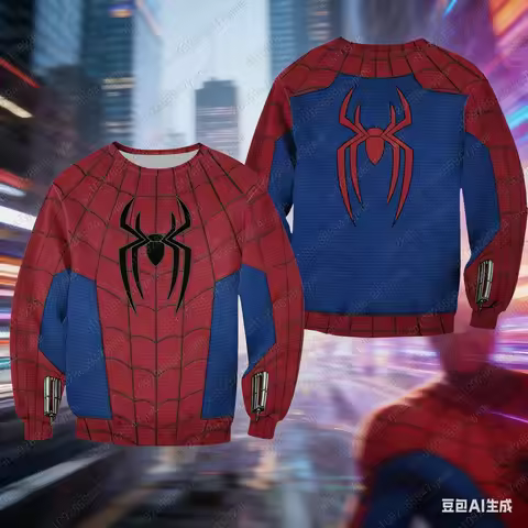 2026 Winter Men's Marvel Spider-man Print Round Neck Hoodie Women's Sweater Hoodie Fashionable Casua
