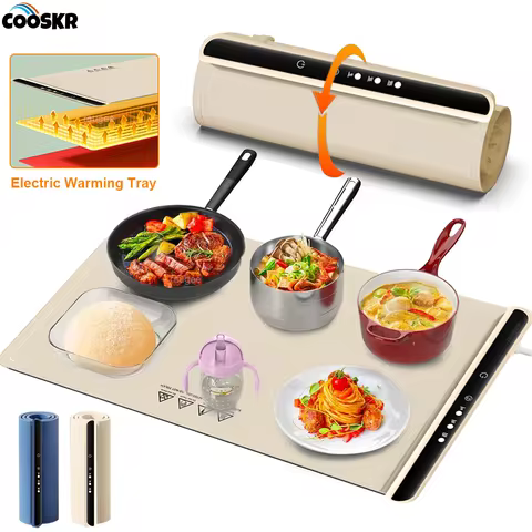 Electric Food Warming Tray Roll Up Silicone Mat 3 Temperature Settings Versatile Food Warmer Surface