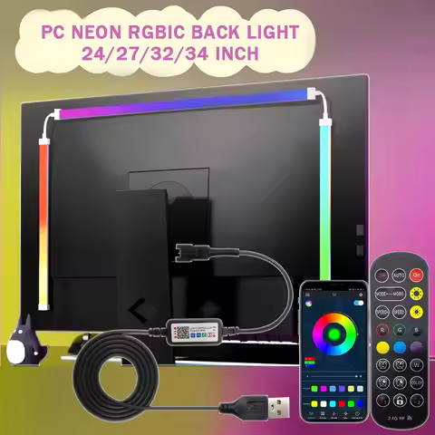 24-34inch Monitor LED RGBIC Gaming Neon Backlight Sync with App USB Powered 5V LED Light for PC Sync