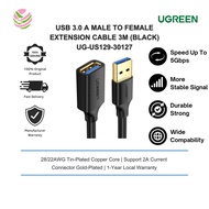 UGREEN USB 3.0 A MALE TO FEMALE EXTENSION CABLE SUPPORT 2A CURRENT 3M (BLACK) UG-US129-30127