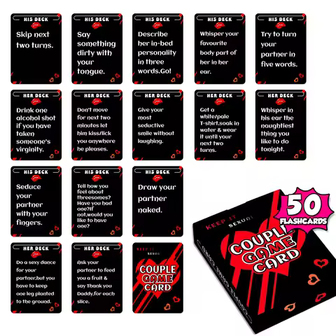 1Deck Sexual Couple Game Card - Intimacy Challenge Cards for Couples, Night Date Bedroom Leisure Ent