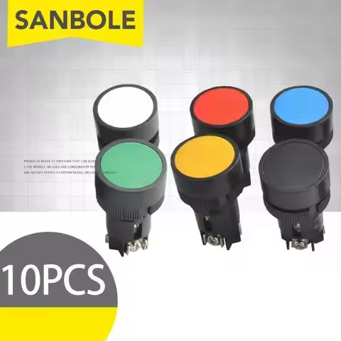 10pcs Plastic Push Button Switch 22mm 10A Reset Momentary Screws Terminal Flat Round NO/NC XB2-EA142