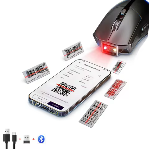 EYOYO Wireless Barcode Scanner with Ergonomic Grip Portable USB Mouse Barcode Scanner Mini1D 2D Wire