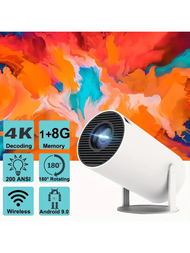 微型投影機4K Android 11.0雙Wifi6 230ANSI BT5.0 1080P 1280*720P戶外影院便攜式投影機