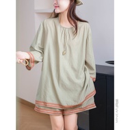 XIAOER | Ethnic Style Heavy Embroidery 7/8 Sleeve T-Shirt Shorts Set