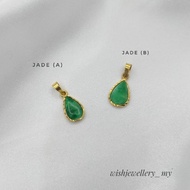 916 Gold pendant with Jade with Certificate/ Loket emas Batu Jade Original