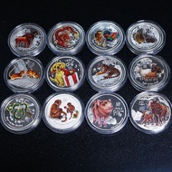 《314》Very Beautiful Australia 1Oz 999 Fine Silver Animal Coins Dragon Tiger Ox Mouse Snake Horse Eli