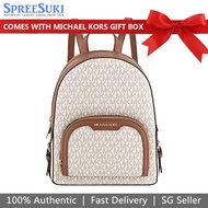 Michael Kors Backpack In Gift Box Jaycee Medium Zip Pocket Backpack Vanilla Acorn # 35S2G8TB2B