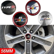 ☁56mm Car Wheel Hub Cap Sticker Auto Tire Center Decal for Honda Mugen Power Typer Civic City Od ☂๑
