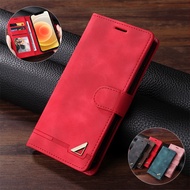 Leather Case For Samsung A51 A71 A02S A03S A02 A12 A23 A23 F23 M23 M13 A52 A52S A72 4G 5G Flip Cover Retro Magnetic Casing Business Shell Card Wallet Metal Logo