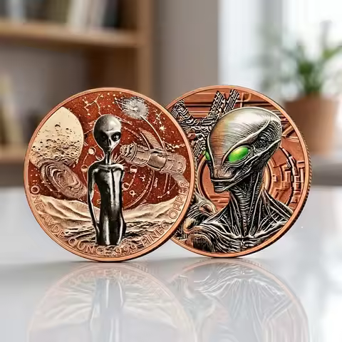 Space Alien Purple Copper Coin 1oz Copper with Alien & Galaxy SceneCommemorative Coin Souvenir Coin 
