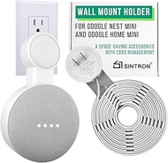 Sintron 2X Socket Wall Mount for Google Nest Mini Google Home Mini, a Space Saving Accessory with Ca