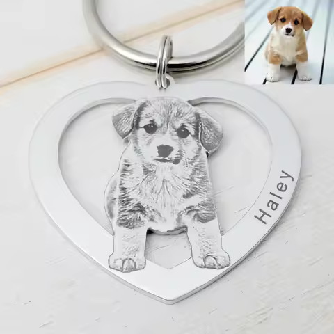 Personalized Heart Photo Keychain Custom Picture Keychain Cat Keyring Birthday Gift Keepsake Memory 