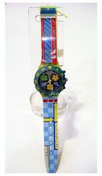 SWATCH 奧運紀念運動錶*碼錶計時功能*鮮豔明顯錶面設計*收藏品出清